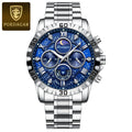 POEDAGAR Men's Waterproof Chronograph Stainless Steel Quartz Watch