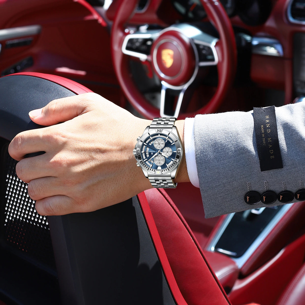 POEDAGAR Luxury Men's Chronograph Waterproof Stainless Steel Quartz Watch