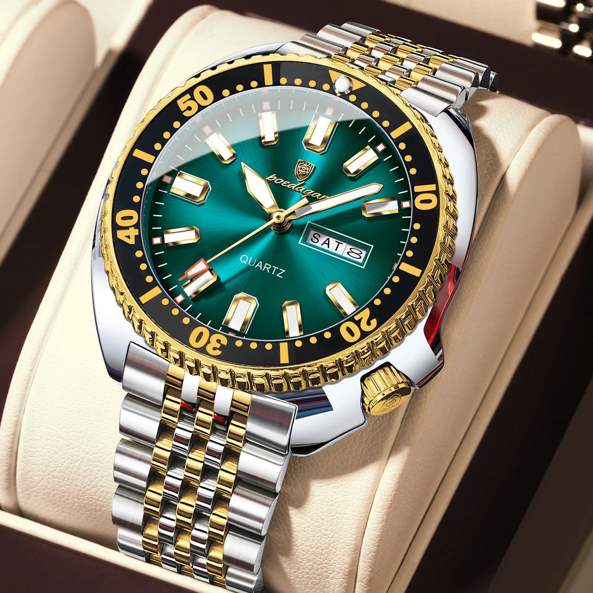 POEDAGAR Luxury Business Men's Waterproof Stainless Steel Quartz Watch