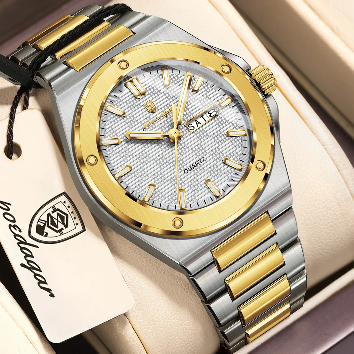 POEDAGAR Men's Luxury Waterproof Quartz Sport Watch with Date and Week Display