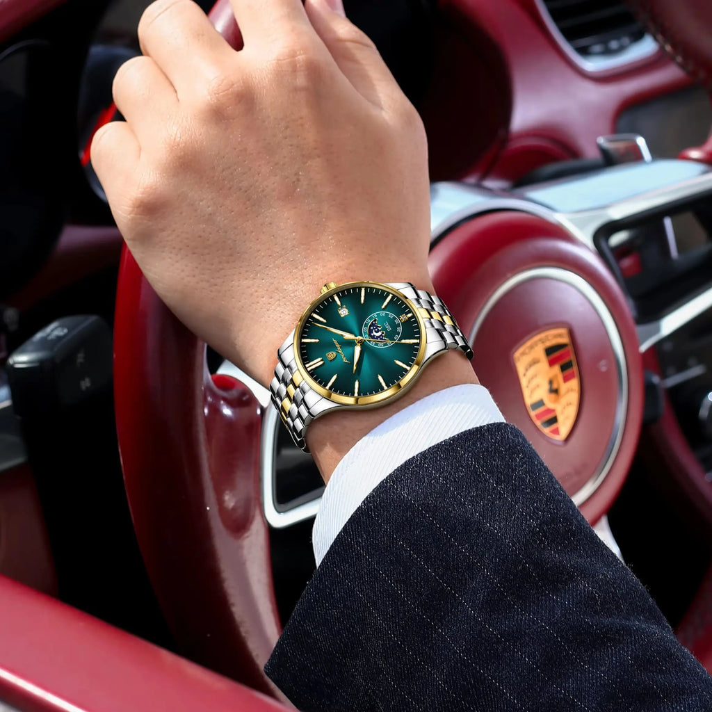 POEDAGAR Luxury Men's Waterproof Stainless Steel Quartz Watch