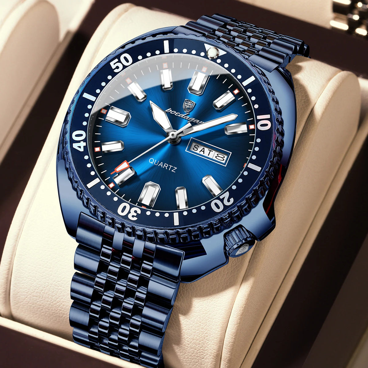 POEDAGAR Luxury Business Men's Waterproof Stainless Steel Quartz Watch