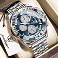POEDAGAR Luxury Men's Chronograph Waterproof Stainless Steel Quartz Watch